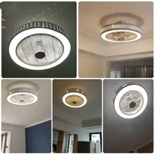 Креативный круглый дизайн, современный светодиодный потолочный вентилятор для спальни, светильник с дистанционным управлением, трехцветный светильник для ресторана