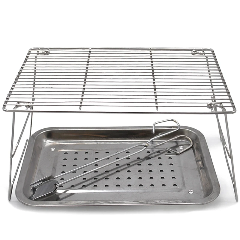 

Tabletop Grill Portable Foldable Small Lightweight Stove Mini Charcoal BBQ Grill Stainless Steel for Outdoor Cooking Camping Hik