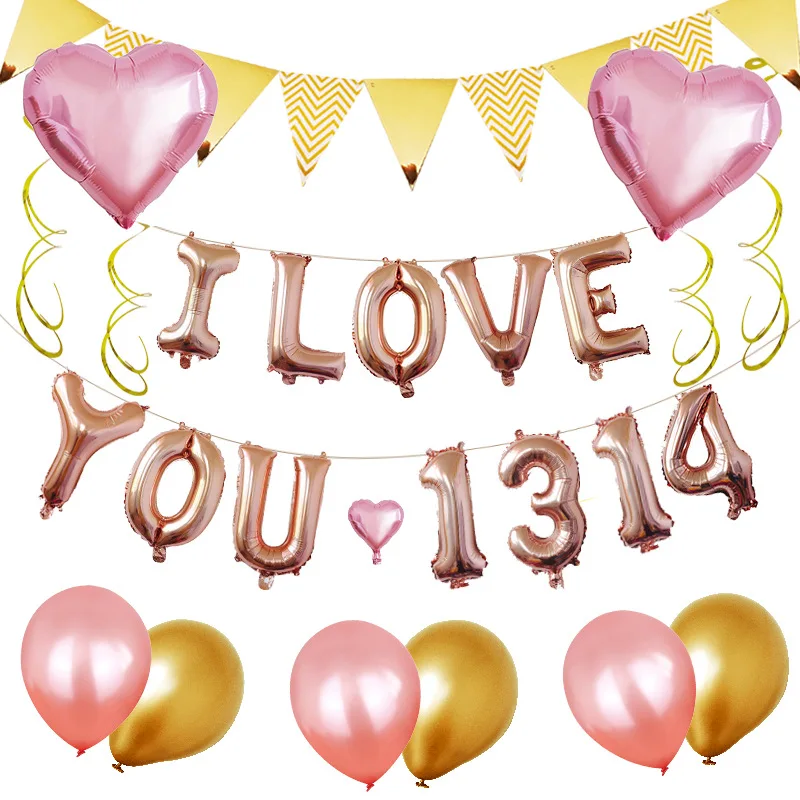 16-дюймовый шпилька Золотой I LOVE You предложение исповедь воздушный шар на свадьбу дом, свадебных платьев, декоративных изделий и 18-дюймовые Алюминий пленка сердце Форма Balloo