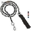 Benepaw  Heavy Duty Metal Chain Dog Leash Soft Anti Bite Nylon Braided Handle Pet Lead Training Rope Leads For Medium Big Dogs 1