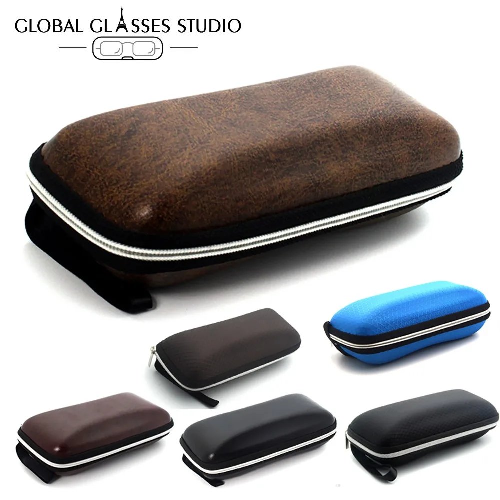 Sunglasses Eyeglasses Brown Black White Zipper Hard Case Protective Box Hs07 Eyewear Cases