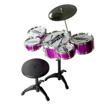Jouets de batterie pour enfants, Instrument de musique, 5 tambours, Kit de batterie de Jazz avec baguettes, jouet éducatif d'apprentissage Musical pour enfants
