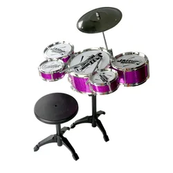 Tambor musical de brinquedo para crianças, kit com 5 tambores de simulação jazz com baqueta, brinquedo educacional para crianças