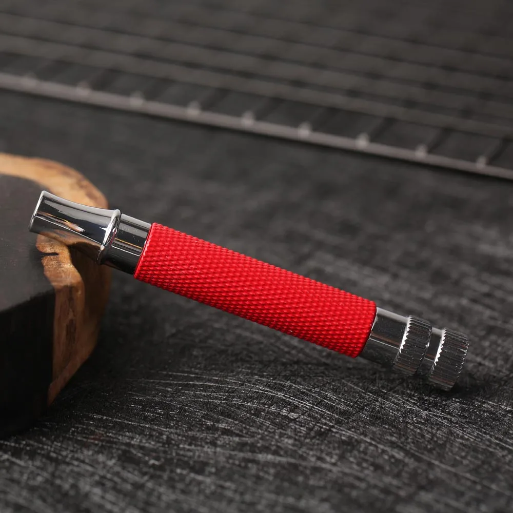 Yaqi красная и хромированная латунная безопасная бритвенная ручка