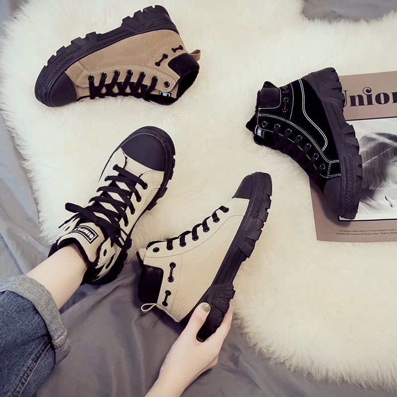 Ladies Casual Shoes Spring Fashion Lace-Up Women's Shoes British Style Women Sneakers Autumn Platform Shoes High Heels