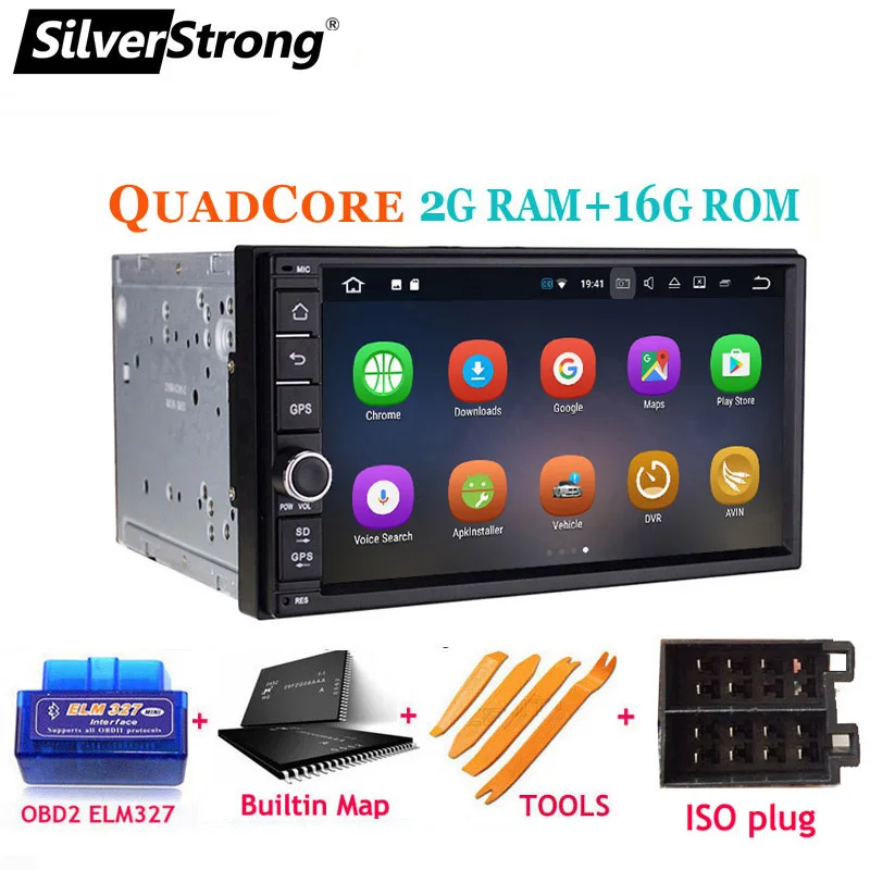 SilverStrong " IPS lcd двойной Din Android9.0 Универсальный 2Din DVD Android автомобильный gps Радио Универсальный 7 дюймов авто стерео 2din 706 - Цвет: 706X30 OBD