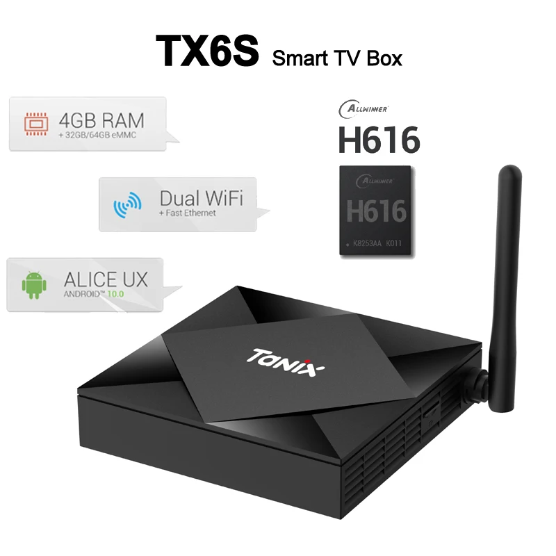 10 шт. TX6S Tanix Android 0 ТВ-приставка H616 чип TX6 4 Гб 64 Смарт медиаплеер двойной WiFi Bluetooth 8K ТВ
