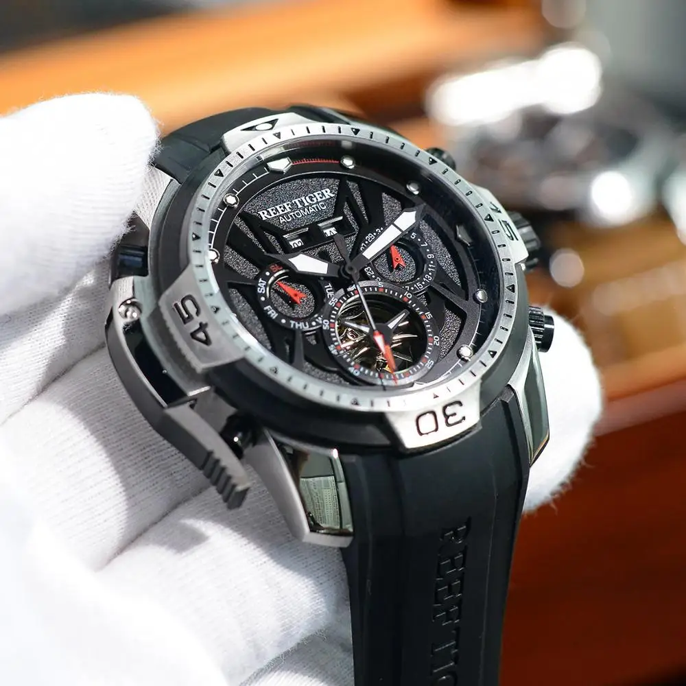 Риф Тигр/RT спортивные часы сложным циферблатом с год месяц вечный календарь