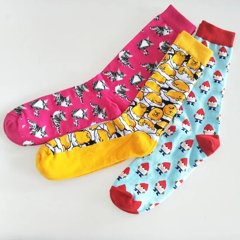

Cartoon swallow print socks Gudetama house cat cute fun sporting casual absorb sweat breathable men cotton sock autumn winter