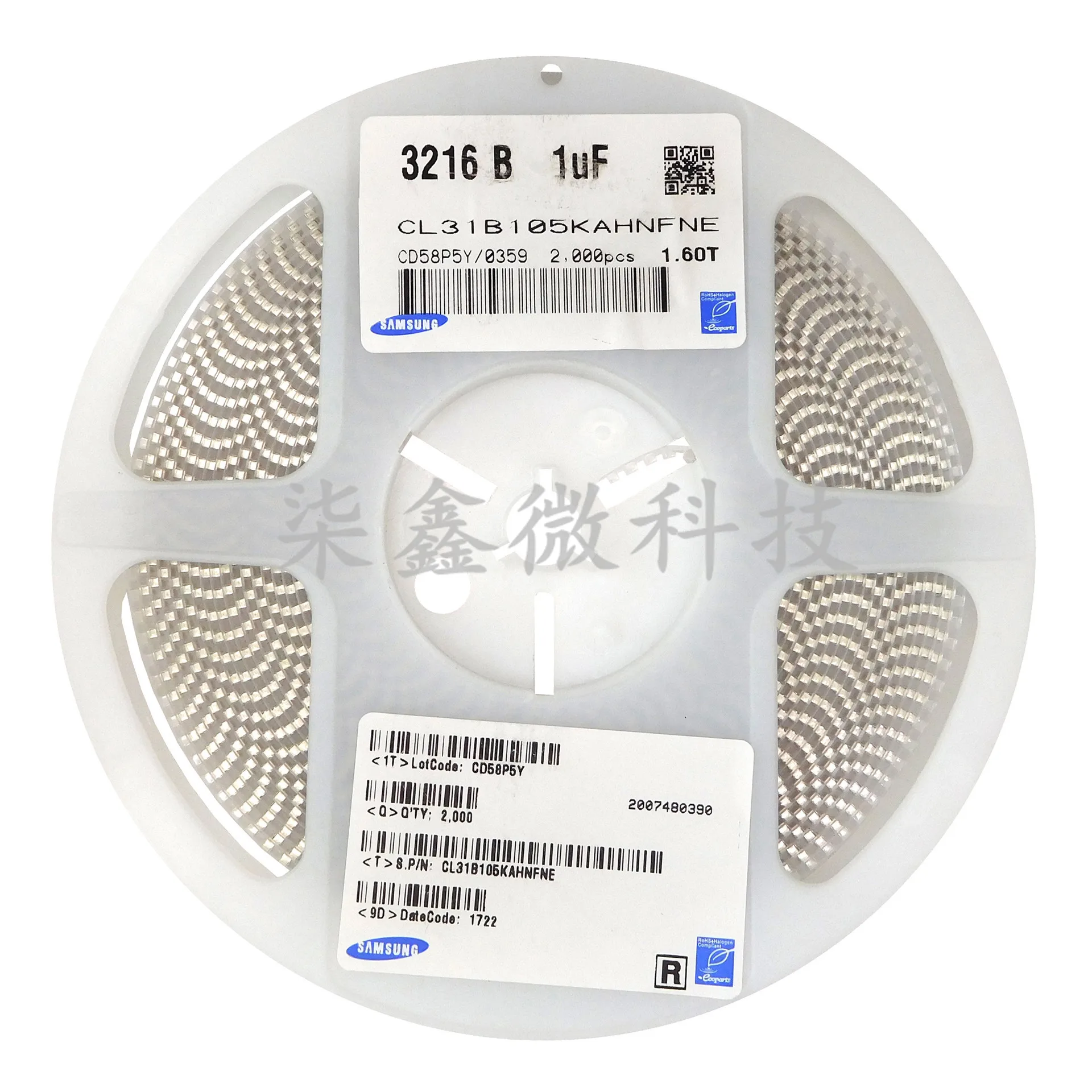 

Chip Capacitor CL10B224 K A8NNNC 0603 220NF 224K X7R 25V 10% Origional Product SAMSUNG