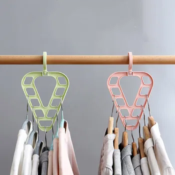 

9 Layer Triangle-shape Magic Multi-port Anti-skid Rotate Hanger Anti-skid Multifunction Clothes Hanger Hook Storage Rack