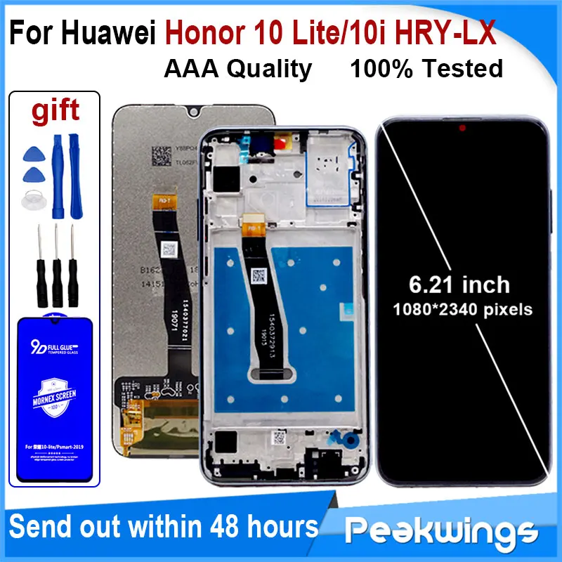 

100% New LCD For Huawei Honor 10 Lite LCD Display+Touch Screen Assembly With Frame For honor 10 lite 10i HRY-LX Display