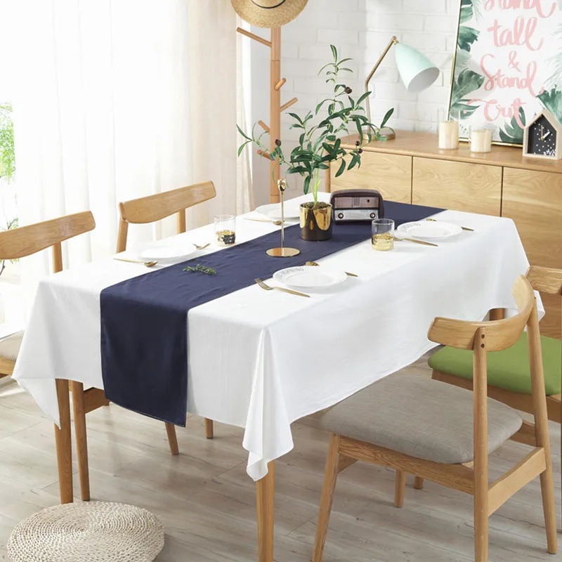 Minimalist white pleated cotton tablecloth Hotel Wedding Restaurant dining table cloth Cover towel Cloth