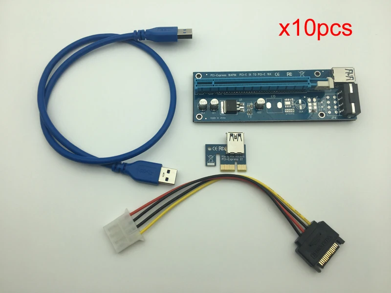 ^*Best Offers 10pcs 60cm USB 3.0 PCI-E PCI Express 1x to 16x Extender Riser Card with SATA 15pin to 4pin Power Cable for Bitcoin Miner Mining