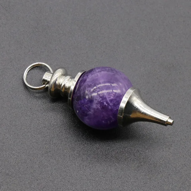1pc Natural Stone Crystal Red Agate Lapis Lazuli Amethyst Circular Cone Charm Fortune-telling Pendulum Dowsing Divination amethyst
