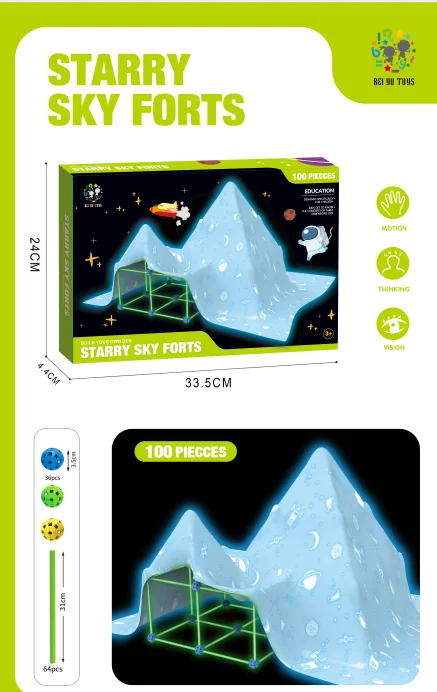 Kids Construction Fort Blocks Building Castles Tunnels Tents Kit DIY 3D Play House Building Toys For Boys Girls Christmas Gift 4