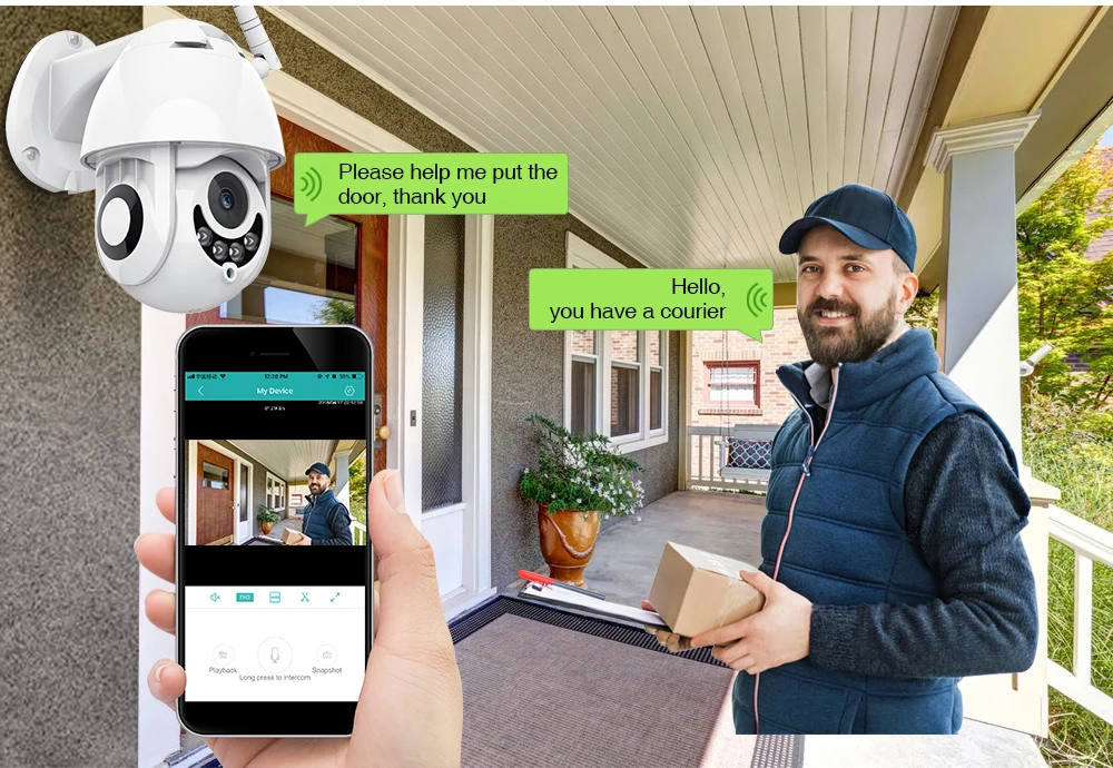 360 градусов Wifi PTZ купольная камера 1080P IP безопасность наружная Водонепроницаемая беспроводная P2P 2MP Обнаружение движения голосовая связь слот для sd-карты
