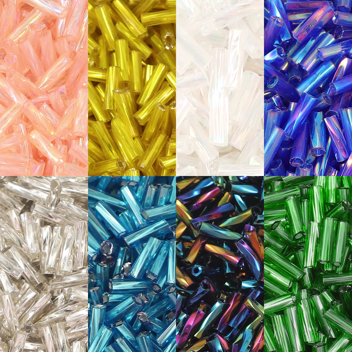 300Pcs 2x6mm Glass Seed Beads Spacer Long Tube Leptospira Beads For Jewelry Making DIY Handmade Bracelet Garment Accessories
