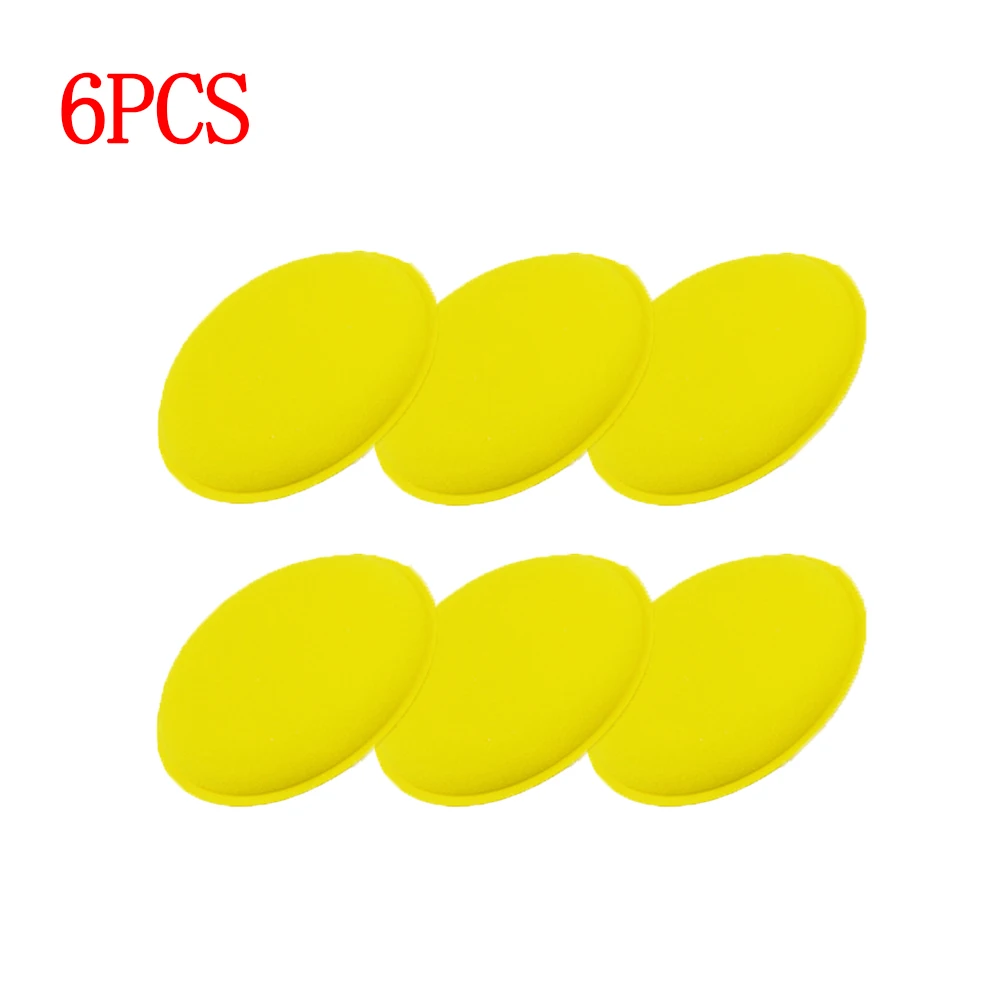 6pcs Car Accessories Vehicle Wax Polish Foam Sponge Hand Soft Yellow Pad Buffer Detailing Care Wash Clean Towel | Автомобили и