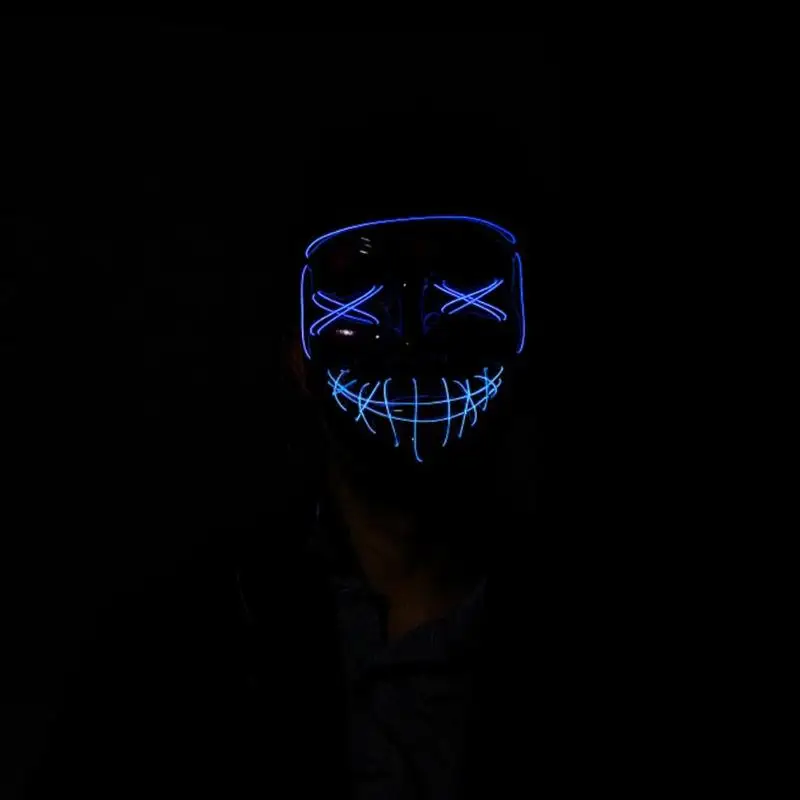Smile V Face Shaped LED Cold Light Glowing Masks Halloween Festival Cosplay