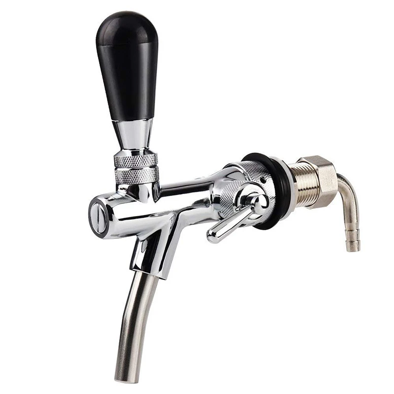 

2 In 1 Beer Tap, With Flow Control, Black Handle Lever and Liquid Ball Lock Post (2 inch Adjustable Tap)