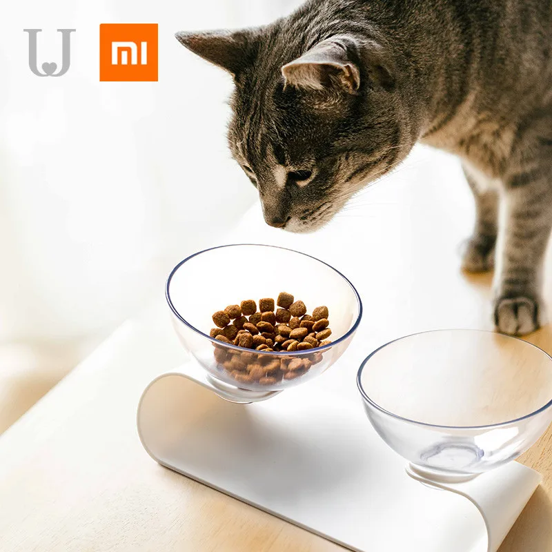 Xiaomi Mijia Youpin Pet Dog Cat Pet двойная миска износостойкая прозрачная конструкция наклона здоровый материал удобная чистка