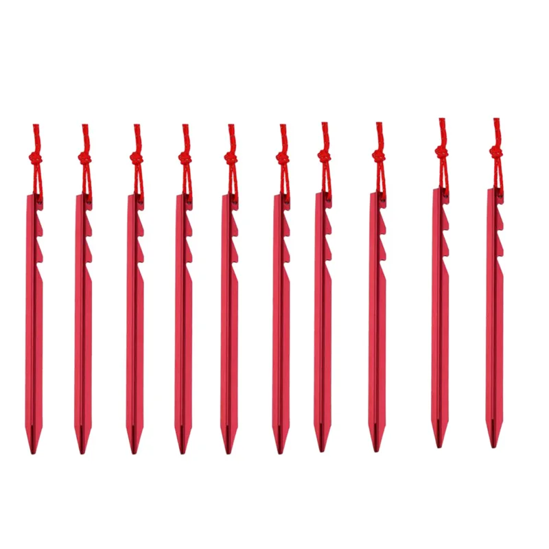 

10Pcs Aluminum Alloy Tent Pegs Nails With Rope Lightweight Outdoor Camping Hiking Tent Stakes 4 Colors