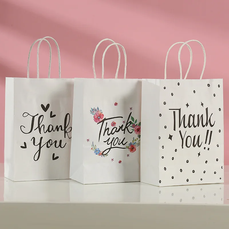 12 pcs Thank You Gift Paper Bag Kraft Paper Bag with Handle Party Favor