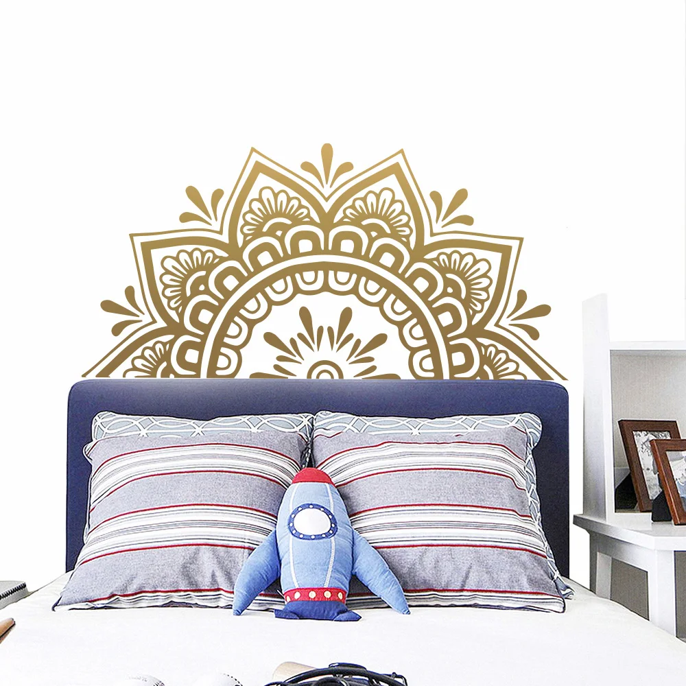

Home Decor Vinyl Wall Decals Bohemian Style Mandala Headboard Sticker Half Datura Bedroom Decoration Yoga Studio DIY Murals Y95