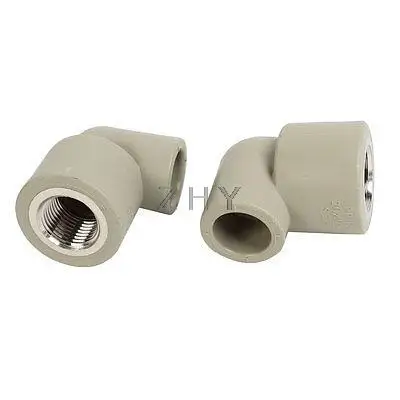 

2 Pcs 2 Ways 20mm Slip x 1/2PT Thread Female PPR Pipe Connectors Gray