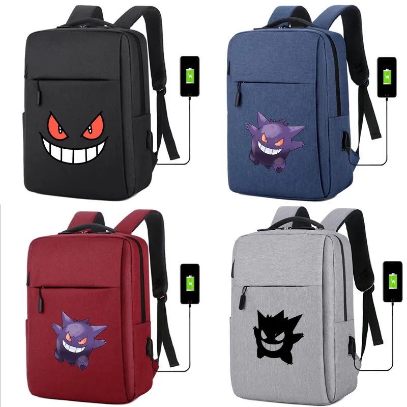 Gengar холст рюкзак usb зарядка школьные сумки Детская сумка на плечо ноутбук дорожная сумка рюкзак для подростков
