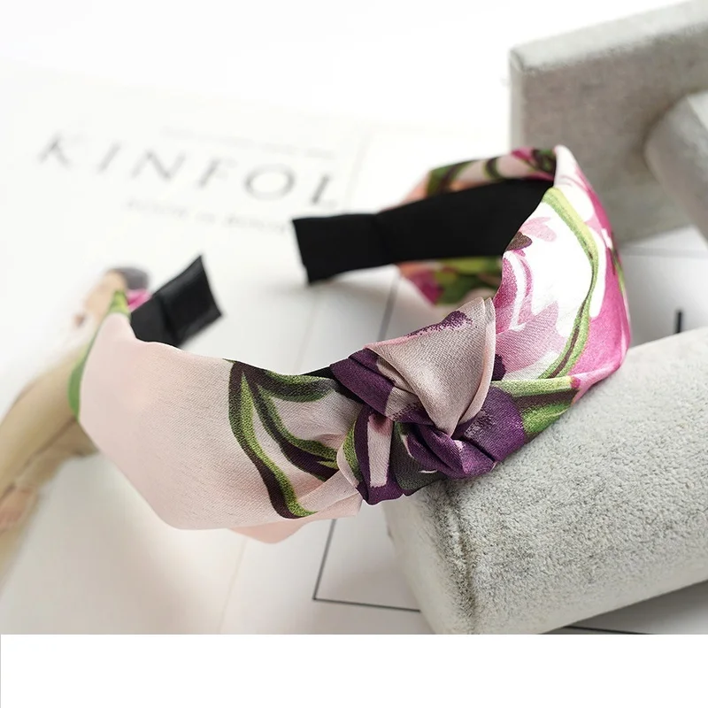 bridal hair clip Girls New Flower Head Bands For Women Print Hair Hoop Knot Hairband Hair Accessories for Girls High Quality Accessory Headwrap head scarves for women Hair Accessories