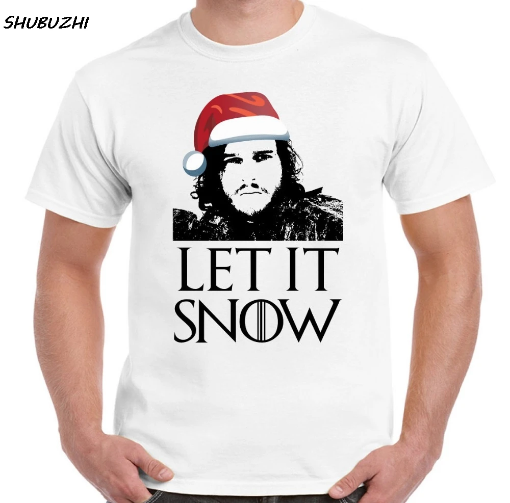 Мужская футболка с забавным графическим принтом хлопковая надписью Let It Snow Inspired