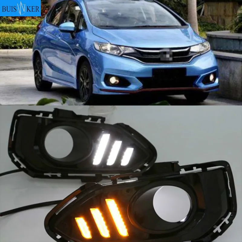 

Дневные ходовые огни для Honda jazz fit 2018 светодиодный DRL, противотуманные фары