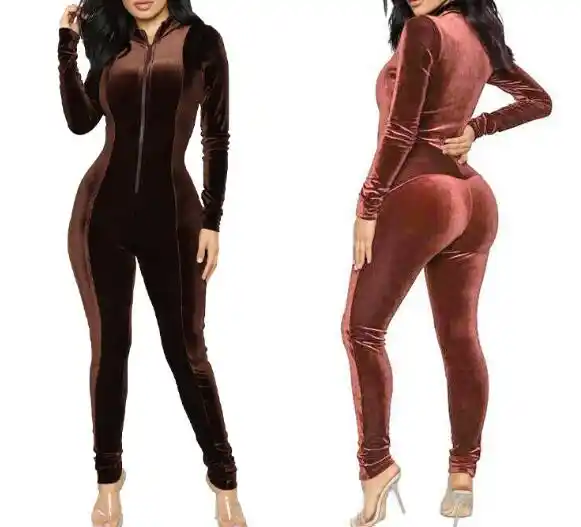 chocolate velvet jumpsuit