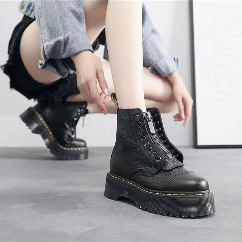 Sinclair Genuine Leather Marten Boots For Women Ladies Ankle Platform  Lining Female Booties Shoes Casual Chunky Hot Sale - Women's Boots -  AliExpress