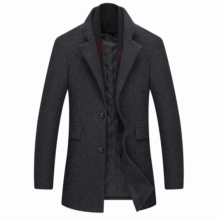 Новое модное зимнее шерстяное зауженное пальто впору куртки для мужчин s однотонная Повседневная Теплая Верхняя одежда куртка и пальто Мужское полупальто
