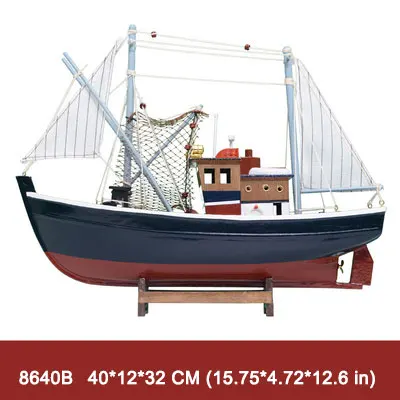 40*12,5*32 см деревянная имитационная модель кораблей ручной работы для рыбалки, парусных лодок, наборы игрушек, украшение стола, рождественский подарок - Цвет: 8640B