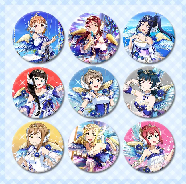 Одетый Ангел Стиль Пробуждение любовь Live Sunshine Aqours 58 мм Брош значки брошь круглые