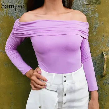 

Sampic Off Shoulder Bodysuit Women Overalls Backless Long Sleeve Bodysuit Sexy Black Romper Body Women Autumn Bodysuits