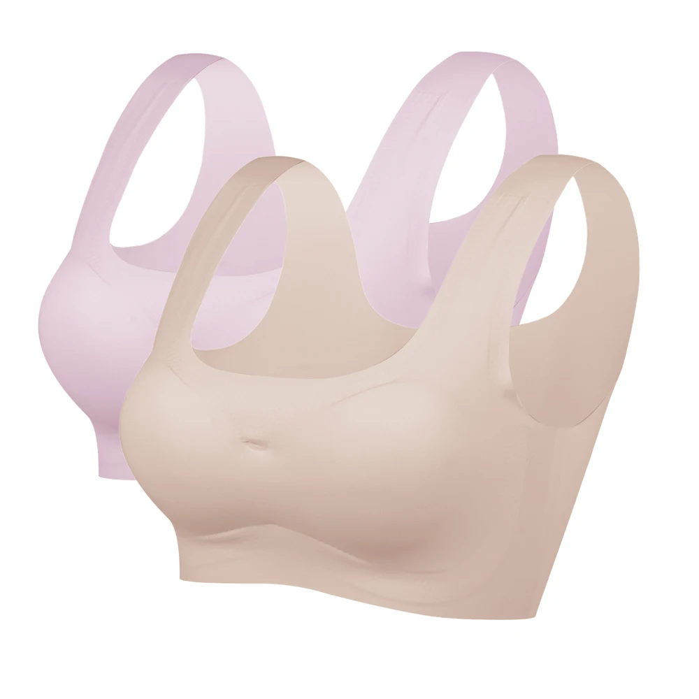 pink skin 2pcs Бесшовный спортивный бюстгальтер, сексуальный бюстгальтер пуш-ап, Женский мягкий удобный топ для фитнеса, Спортивное нижнее белье, Бюстгалтер для йоги и бега, жилет - Цвет: pink skin 2pcs