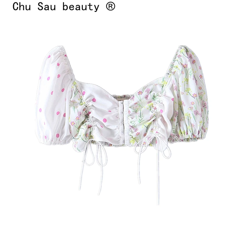 Chu Sau beauty новинка модные Ins Blogger шикарные с принтом соединением топы для женщин