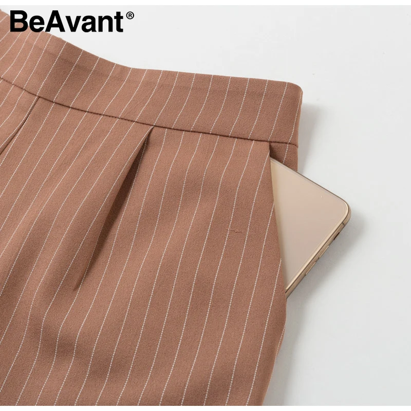 BeAvant, уличная одежда, в полоску, короткий комбинезон, 2 шт., женский,, весна-лето, офисный Блейзер, жилет, костюмы, женский, с высокой талией, пояс, костюмы