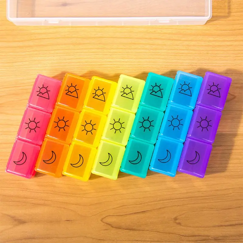 

7 Day Tablet Pill Box Holder 14 Grids Weekly Medicine Storage Organizer Case X5XC
