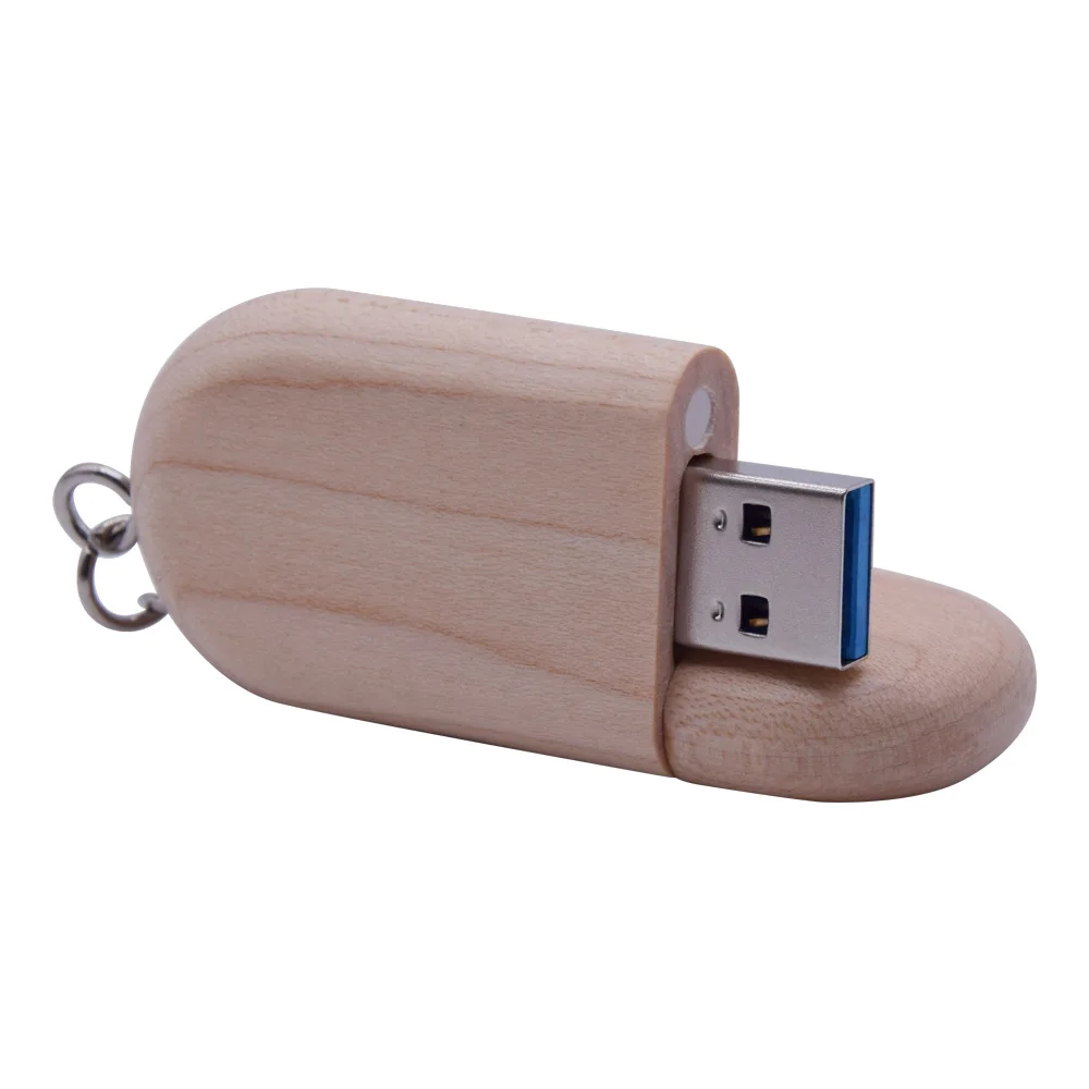 Овальная деревянная Флешка брелок USB3.0 флеш накопитель 128 Гб 64 ГБ 32 16 8 u диск USB