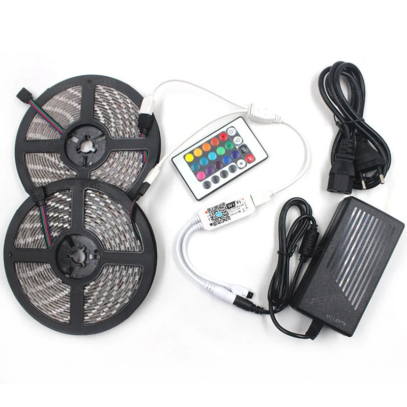 5M 10M 15M 20M RGB LED Stripe Light SMD 5050 IP65 Waterproof RGB Tape DC12V Ribbon Diode Flexible LED Strips Flexible Kit 24 Key Remote Controller (6)