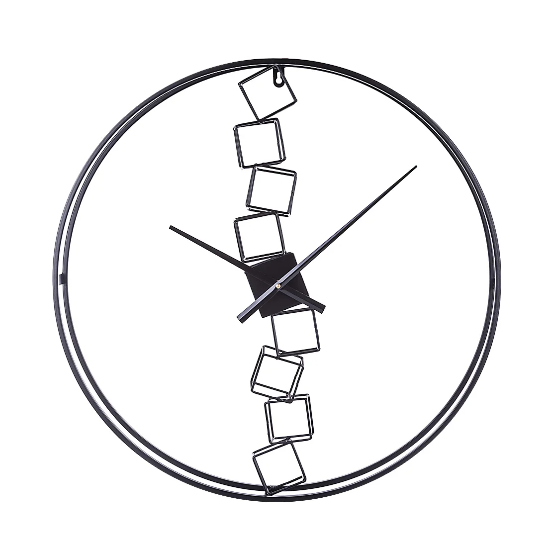 

24 Inches 60cm Retro Creative Ring Wrought Iron Wall Clock Modern Design Silent Wall Clock For Home Living Room Decoration-Black