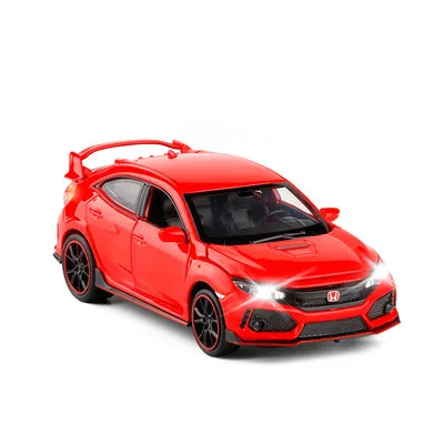 Новинка 1:32 HONDA CIVIC TYPE-R литые игрушечные машинки модель автомобиля со звуковым светом коллекционная машинка игрушки для детей подарок игрушки - Цвет: Красный