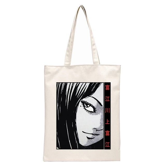 Japan Manga Junji Ito Tomie Shintaro Kago Graphic Hipster Cartoon Print Shopping Bags Girls Fashion Casual Pacakge Hand Bag N2056G