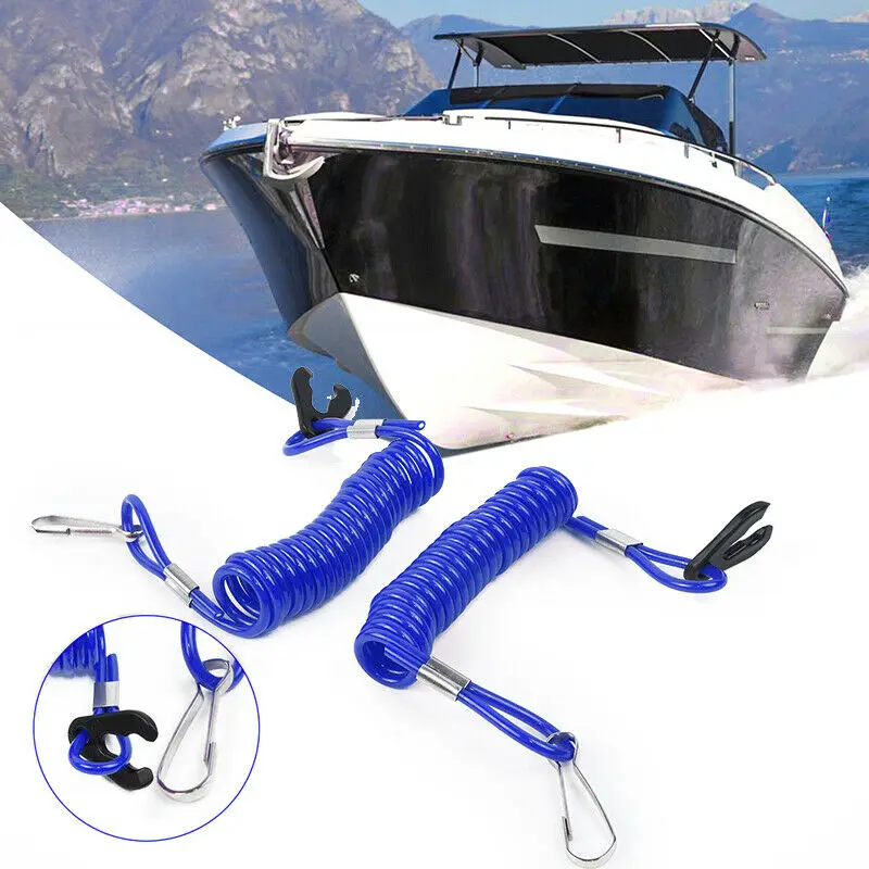 

4pcs/set Jet Ski Outboard Stop Kill Key Floating Safety Lanyard Rope Blue Rotating Spring Hook New For Honda